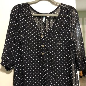 Navy Polka Dot Top